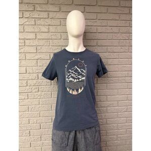 Hurley Men’s Dk Blue Snow Mountain Cotton Short Sleeve Graphic T-Shirt Size M